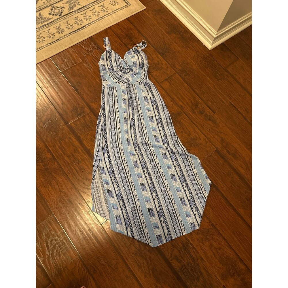 No Boundaries Blue Printed Maxi Dress Size L Lightweight Summer Dress